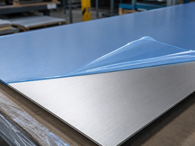 4mm Edelstahlblech geschliffen (K240) mit Folie